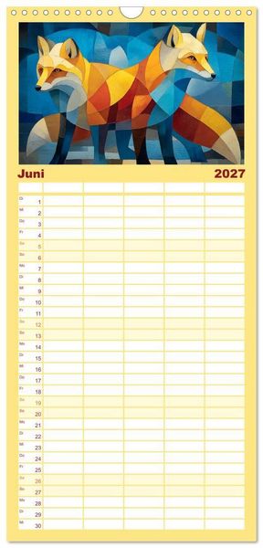 Produktbild: Familienplaner 2027 - Nordlicht in Facetten. Die Arktis in geometrischer Bildsprache mit 5 Spalten (Wandkalender, 21 x 45 cm) CALVENDO
