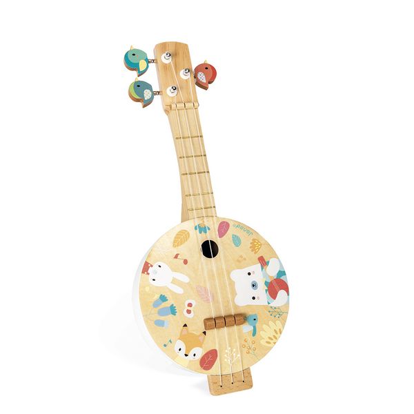 Produktbild: Kinder-Banjo aus Holz mit Vogel-Stimmschl&uuml;sseln & Nylonsaiten