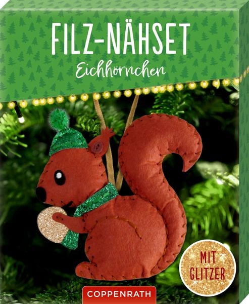 Produktbild: Filz-N&auml;hset Weihnachts-Anh&auml;nger "Eule/Eichh&ouml;rnchen", sort.