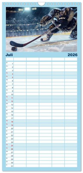 Produktbild: Familienplaner 2026 - Der tierisch lustige Eishockey Kalender mit 5 Spalten (Wandkalender, 21 x 45 cm) CALVENDO