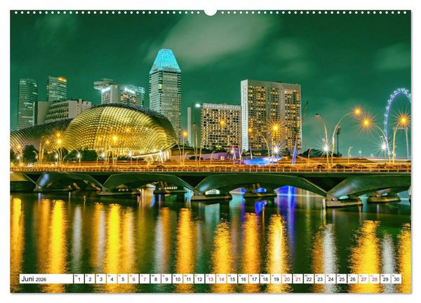 Produktbild: Singapur - faszinierende Stadt (hochwertiger Premium Wandkalender 2026 DIN A2 quer), Kunstdruck in Hochglanz