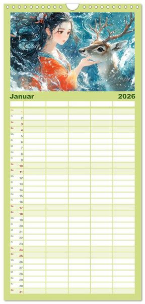 Produktbild: Familienplaner 2026 - Traumwelten. Mangas mit magischen Begegnungen mit 5 Spalten (Wandkalender, 21 x 45 cm) CALVENDO