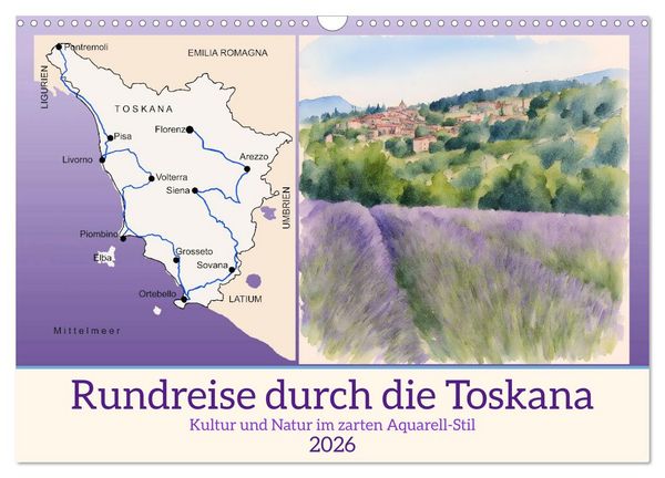 Produktbild: Rundreise durch die Toskana (Wandkalender 2026 DIN A3 quer), CALVENDO Monatskalender