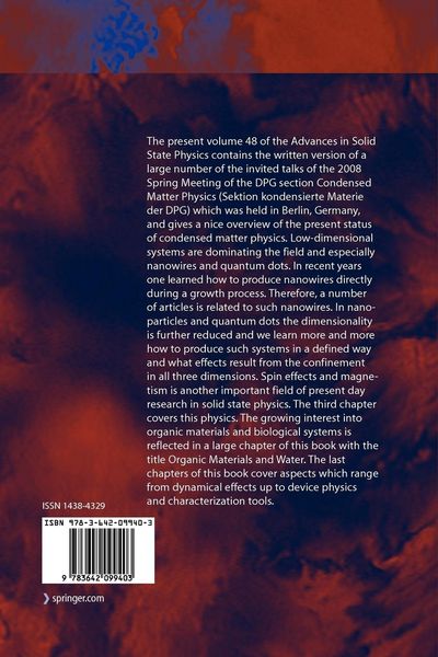 Produktbild: Advances in Solid State Physics 48