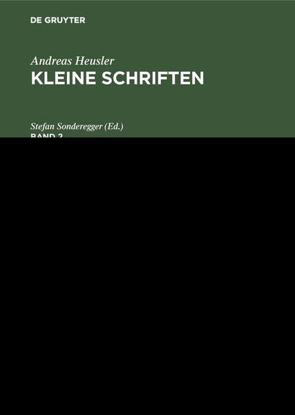 Produktbild: Andreas Heusler: Kleine Schriften. Band 2