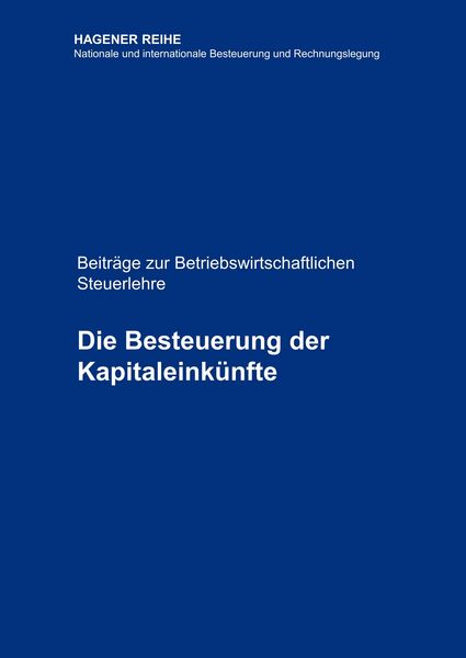 Produktbild: Die Besteuerung der Kapitaleink&uuml;nfte
