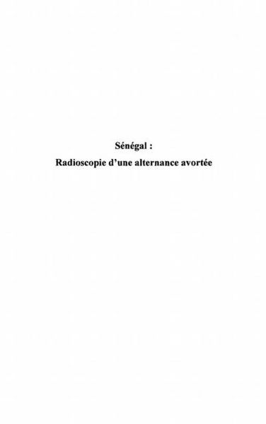 Produktbild: Senegal: radioscopie d'une alternance av
