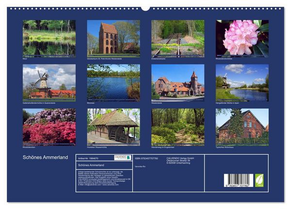 Produktbild: Sch&ouml;nes Ammerland (hochwertiger Premium Wandkalender 2026 DIN A2 quer), Kunstdruck in Hochglanz