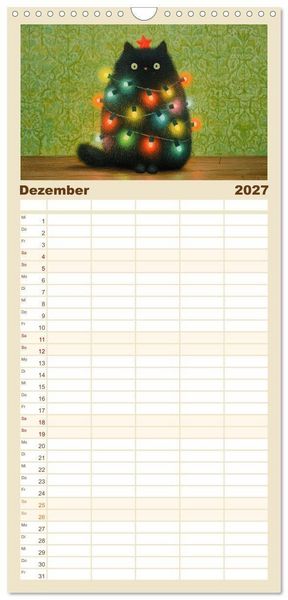 Produktbild: Familienplaner 2027 - Gute Laune Katzen mit 5 Spalten (Wandkalender, 21 x 45 cm) CALVENDO