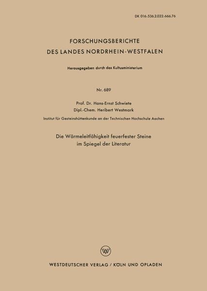 Produktbild: Die W&auml;rmeleitf&auml;higkeit feuerfester Steine im Spiegel der Literatur