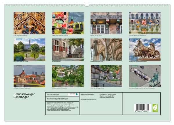 Produktbild: Braunschweiger Bilderbogen (hochwertiger Premium Wandkalender 2026 DIN A2 quer), Kunstdruck in Hochglanz