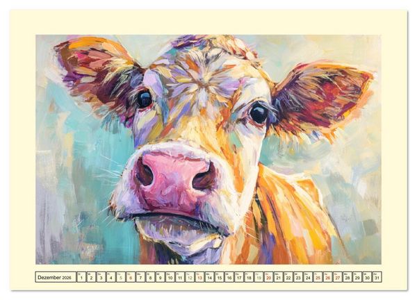 Produktbild: Almseelen im Licht der Berge. Charmante K&uuml;he in kunstvoller &Ouml;loptik (Wandkalender 2026 DIN A3 quer), CALVENDO Monatskalender