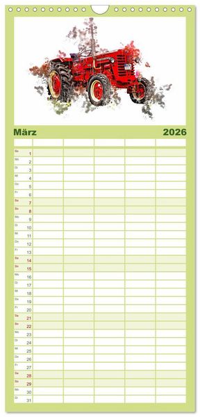 Produktbild: Familienplaner 2026 - Traktoren Oldtimer Legenden mit 5 Spalten (Wandkalender, 21 x 45 cm) CALVENDO