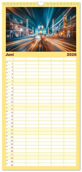 Produktbild: Familienplaner 2026 - Ber&uuml;hmte Wahrzeichen mit 5 Spalten (Wandkalender, 21 x 45 cm) CALVENDO