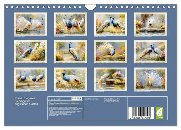 Produktbild: Pfaue. Elegante Zierv&ouml;gel im englischen Garten (Wandkalender 2027 DIN A4 quer), CALVENDO Monatskalender