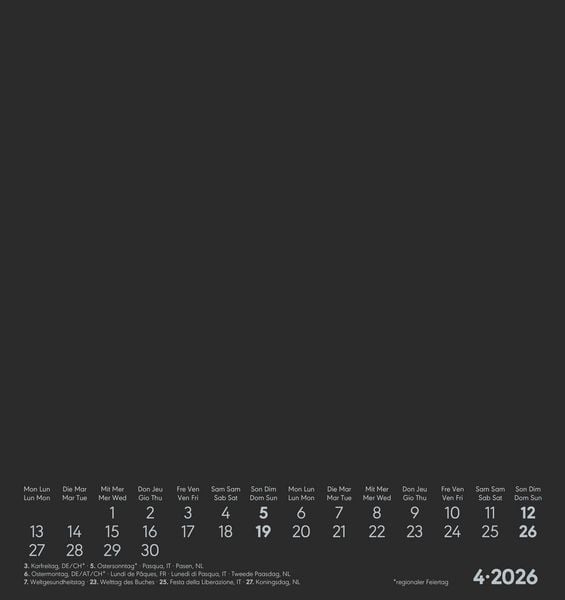 Produktbild: Kreativ-Kalender schwarz 2026 - 16x17 cm - Foto, Malen, Basteln - datiert - Kreativkalender - Foto-Kalender - Alpha Edition