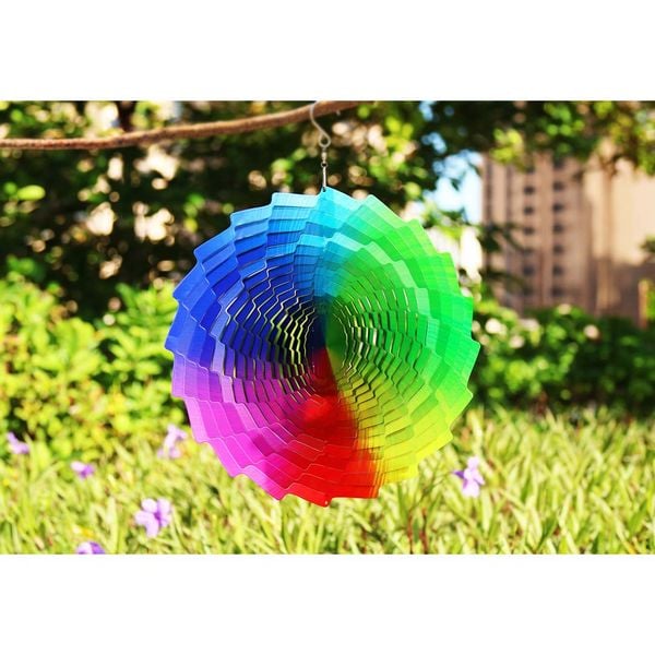 Produktbild: Kinetic Art: Metal Hanging Wind Spinner: 3D Rainbow Fountain