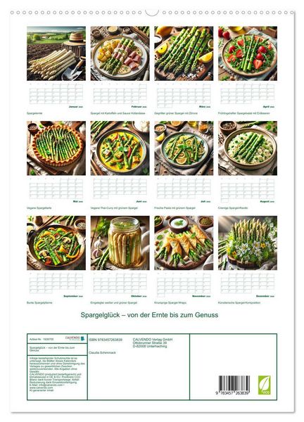 Produktbild: Spargelgl&uuml;ck &ndash; von der Ernte bis zum Genuss (hochwertiger Premium Wandkalender 2026 DIN A2 hoch), Kunstdruck in Hochglanz