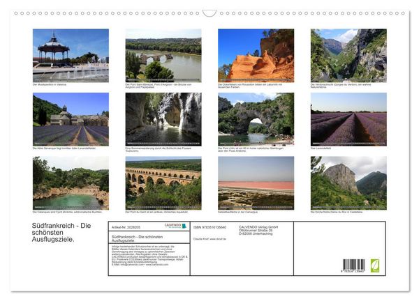 Produktbild: S&uuml;dfrankreich - Die sch&ouml;nsten Ausflugsziele. (Wandkalender 2026 DIN A2 quer), CALVENDO Monatskalender