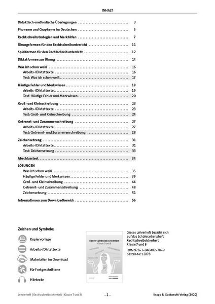 Produktbild: Rechtschreibsicherheit Klasse 7 und 8 &ndash; Lehrerheft