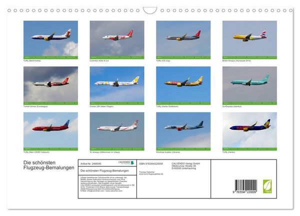 Produktbild: Die sch&ouml;nsten Flugzeug-Bemalungen (Wandkalender 2027 DIN A3 quer), CALVENDO Monatskalender