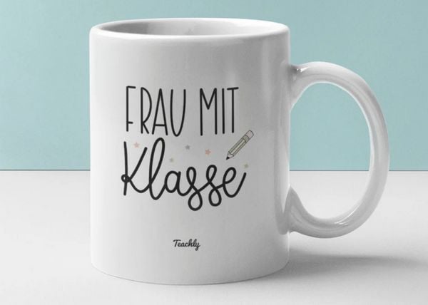 Produktbild: Teachly Tasse, Frau mit Klasse