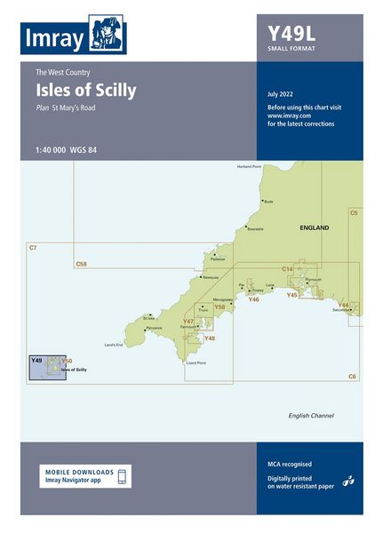 Produktbild: Y49L, Laminated, Isles of Scilly (Small Format), Imray Chart