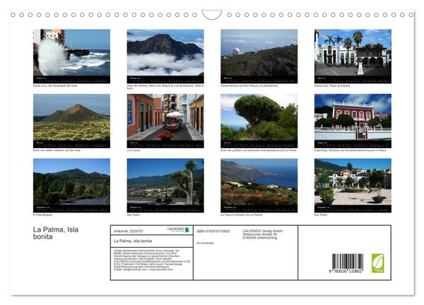 Produktbild: La Palma, Isla bonita (Wandkalender 2026 DIN A3 quer), CALVENDO Monatskalender