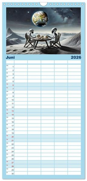 Produktbild: Familienplaner 2026 - Aliens auf Tour mit 5 Spalten (Wandkalender, 21 x 45 cm) CALVENDO