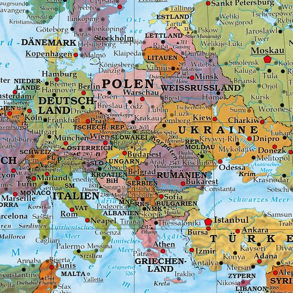 Wandkarte: Die Welt, Poster 1:35.000.000, Plano in Rolle
