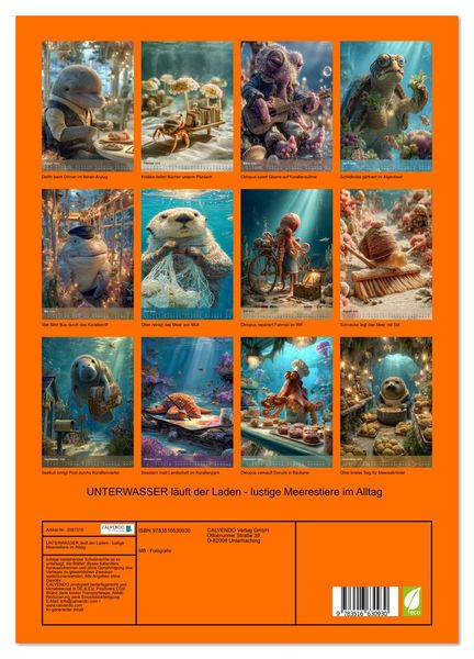 Produktbild: UNTERWASSER l&auml;uft der Laden - lustige Meerestiere im Alltag (hochwertiger Premium Wandkalender 2026 DIN A2 hoch), Kunstdruck in Hochglanz
