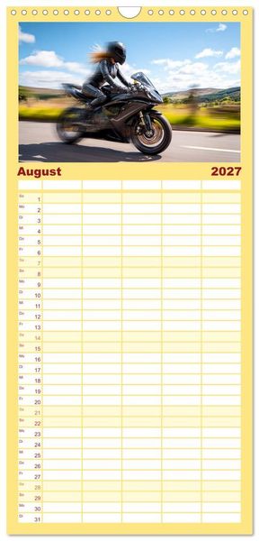 Produktbild: Familienplaner 2027 - Schnelle Bikes und Starke Frauen mit 5 Spalten (Wandkalender, 21 x 45 cm) CALVENDO