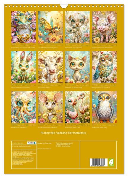 Produktbild: Humorvolle niedliche Tiercharaktere (Wandkalender 2026 DIN A3 hoch), CALVENDO Monatskalender