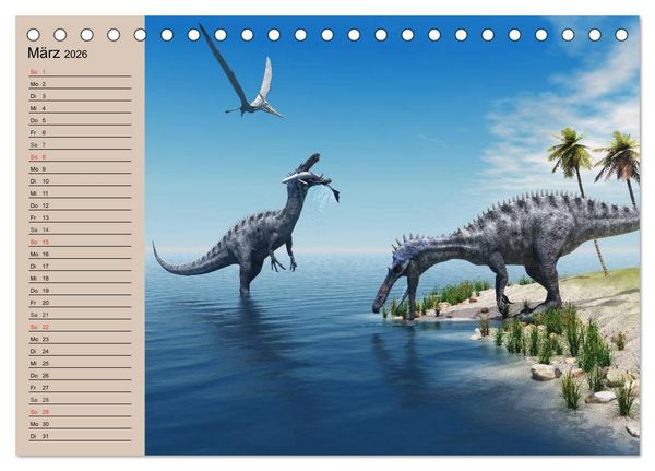 Produktbild: Dinosaurier. Urzeitliche Giganten (Tischkalender 2026 DIN A5 quer), CALVENDO Monatskalender
