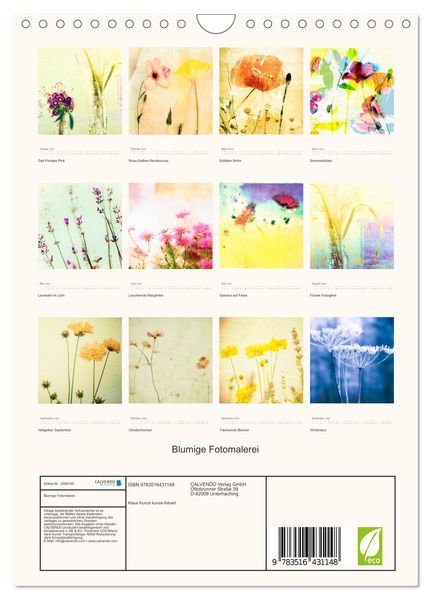 Produktbild: Blumige Fotomalerei (Wandkalender 2026 DIN A4 hoch), CALVENDO Monatskalender