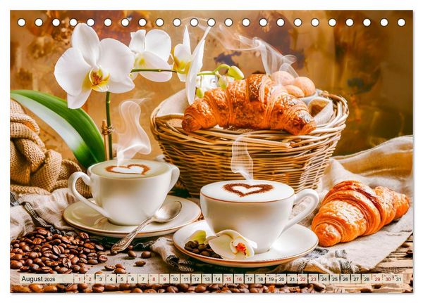 Produktbild: Cappuccino, Latte und mehr - Der gro&szlig;e Kaffeekalender (Tischkalender 2026 DIN A5 quer), CALVENDO Monatskalender