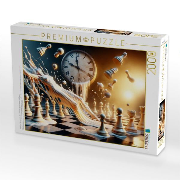 Produktbild: CALVENDO Puzzle Zeitflut im Schachreich: Eine Verbindung von Uhren und Z&uuml;gen | 2000 Teile Lege-Gr&ouml;&szlig;e 90x67cm Foto-Puzzle f&uuml;r gl&uuml;ckliche Stunden