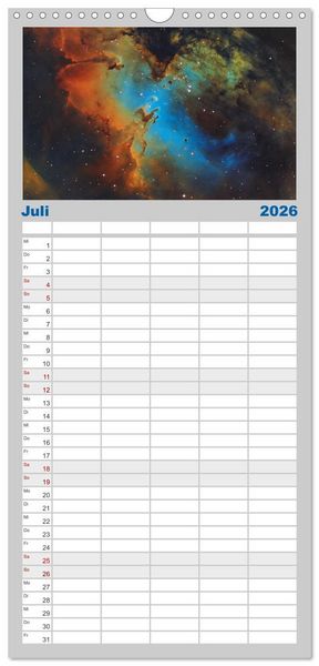 Produktbild: Familienplaner 2026 - Juwelen der Nacht mit 5 Spalten (Wandkalender, 21 x 45 cm) CALVENDO