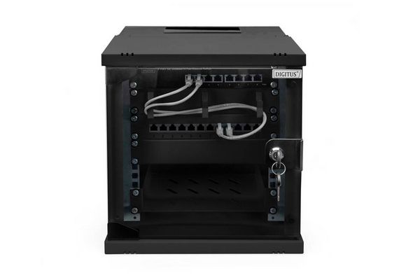 Produktbild: Digitus DN-49101 10 Zoll Wandgeh&auml;use 6 HE Schwarz, Schwarz (RAL 9005)