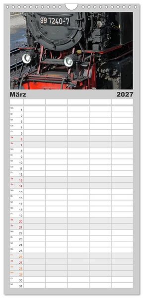 Produktbild: Familienplaner 2027 - Die Brockenbahn mit 5 Spalten (Wandkalender, 21 x 45 cm) CALVENDO