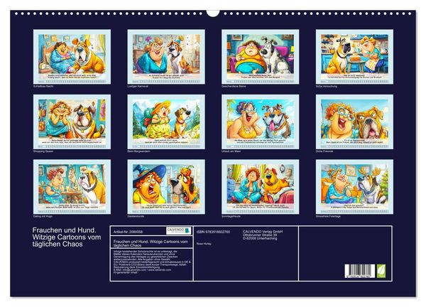 Produktbild: Frauchen und Hund. Witzige Cartoons vom t&auml;glichen Chaos (Wandkalender 2026 DIN A2 quer), CALVENDO Monatskalender