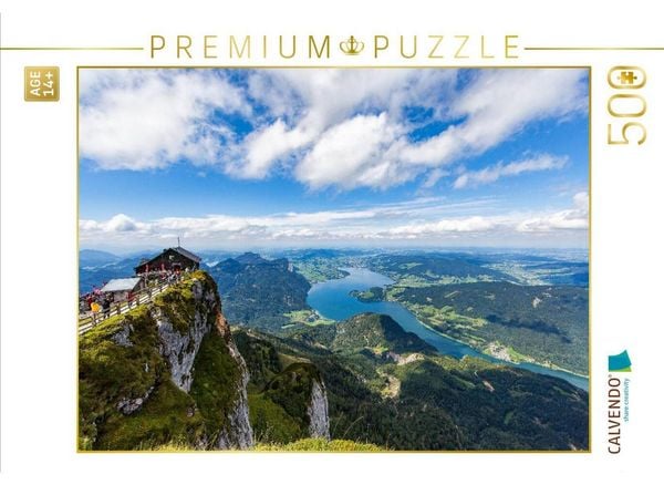 CALVENDO Puzzle Schutzhaus zur Himmelspforte mit Blick auf den Mondsee | 500 Teile Lege-Größe 48 × 36 cm Foto-Puzzle für Erwachsene