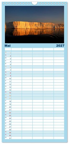 Produktbild: Familienplaner 2027 - EISIGE GIGANTEN in der DISKOBUCHT mit 5 Spalten (Wandkalender, 21 x 45 cm) CALVENDO