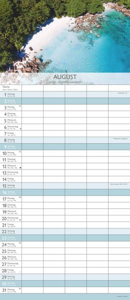 Produktbild: Traumziele 2026 Familienplaner - Familienkalender - Wandkalender - 19,5x45