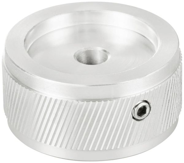 Produktbild: TRU COMPONENTS TC-11613824 Drehknopf mit Knopfmarkierung Silber (&Oslash; x H) 34 mm x 17 mm Aluminium 1 St.