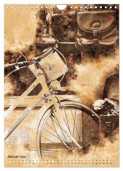 Produktbild: Fahrrad - Retro-Kalender (Wandkalender 2026 DIN A4 hoch), CALVENDO Monatskalender