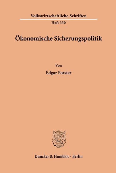 Produktbild: &Ouml;konomische Sicherungspolitik.