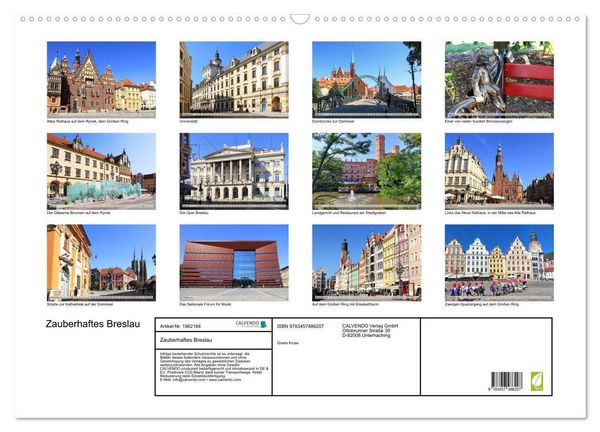 Produktbild: Zauberhaftes Breslau (Wandkalender 2026 DIN A2 quer), CALVENDO Monatskalender