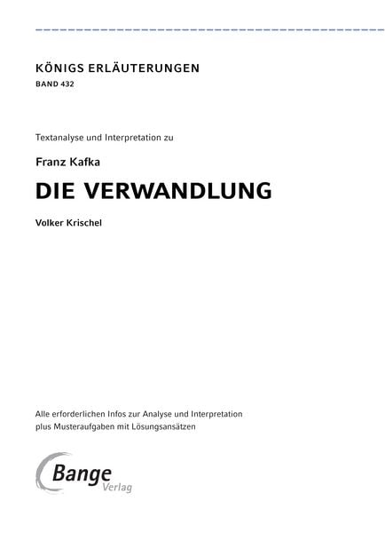 Produktbild: Die Verwandlung von Franz Kafka