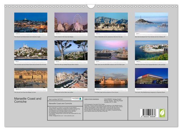 Produktbild: Marseille Coast and Corniche (Wall Calendar 2026 DIN A3 landscape), CALVENDO 12 Month Wall Calendar
